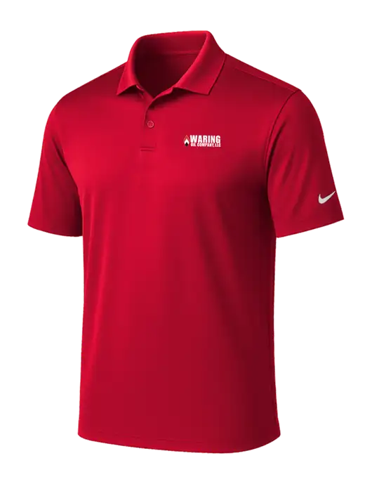 NIKE Red Victory Solid Polo w/Waring Oil Logo