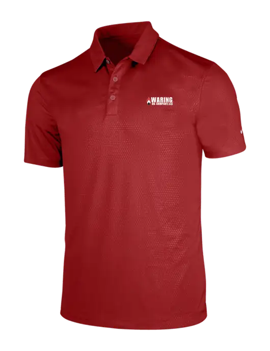 NIKE Red Dri-Fit Embossed Tri-Blade Polo w/Waring Oil Logo