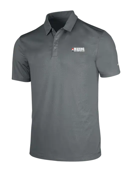 NIKE Medium Grey Dri-Fit Embossed Tri-Blade Polo w/Waring Oil Logo