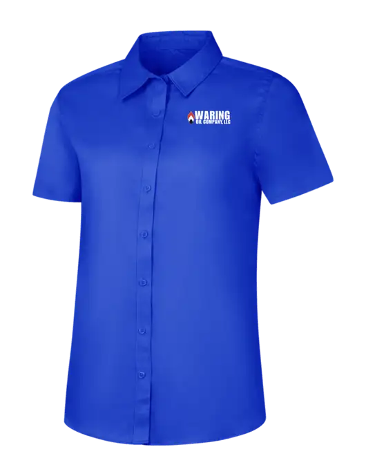 Womens Short Sleeve Dark Royal Superpro React Twill Shirt w/Waring Oil Logo