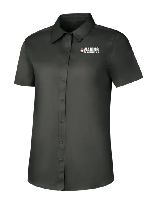 Womens Dark Grey Short Sleeve Superpro React Twill Shirt w/Waring Oil Logo