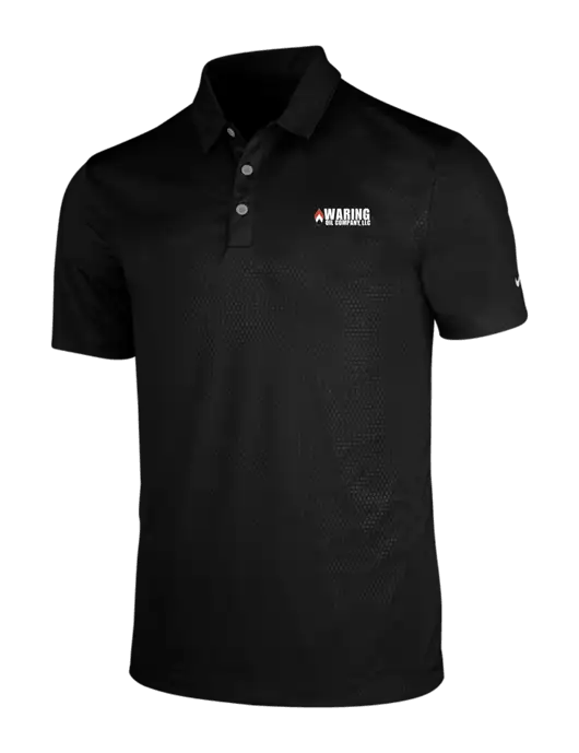 NIKE Black Dri-Fit Embossed Tri-Blade Polo w/Waring Oil Logo
