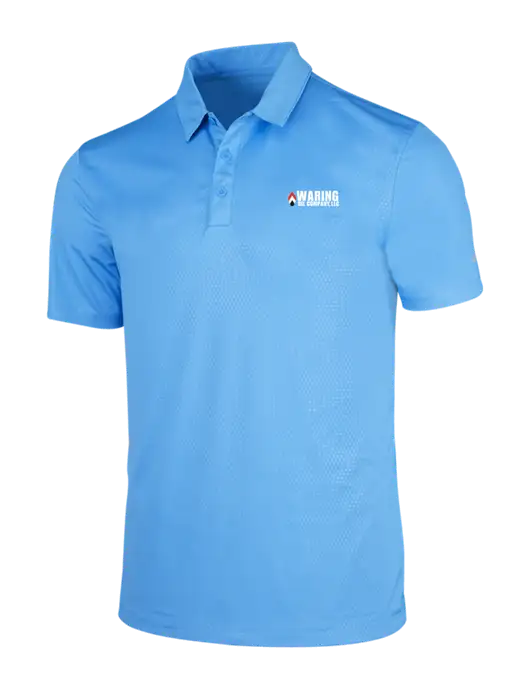 NIKE Light Royal Blue Dri-Fit Embossed Tri-Blade Polo w/Waring Oil Logo