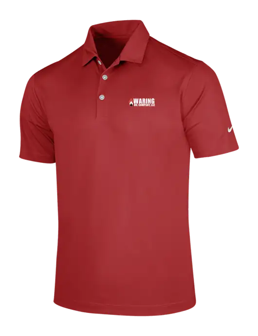 NIKE Red Dri-Fit Vertical Mesh Polo w/Waring Oil Logo