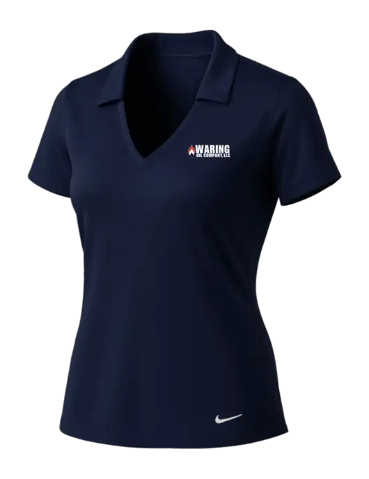 NIKE Dark Navy Womens Dri-Fit Vertical Mesh Polo w/Waring Oil Logo