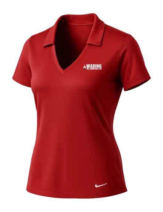 NIKE Red Womens Dri-Fit Vertical Mesh Polo w/Waring Oil Logo