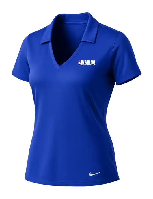NIKE Dark Royal Womens Dri-Fit Vertical Mesh Polo w/Waring Oil Logo