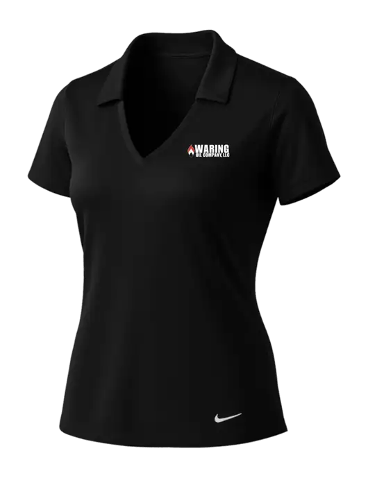 NIKE Black Womens Dri-Fit Vertical Mesh Polo w/Waring Oil Logo