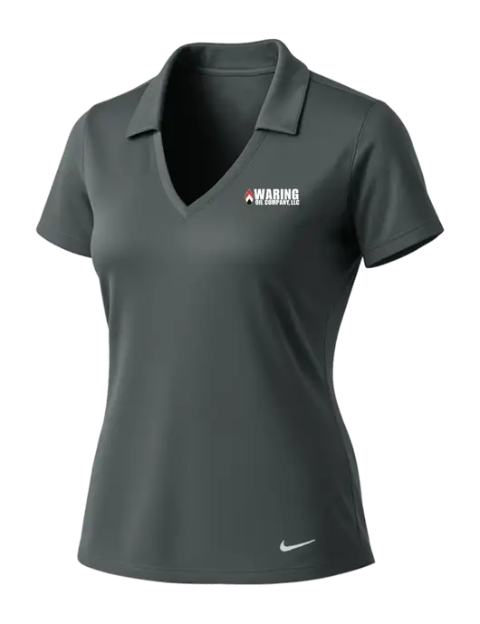 NIKE Dark Grey Womens Dri-Fit Vertical Mesh Polo w/Waring Oil Logo