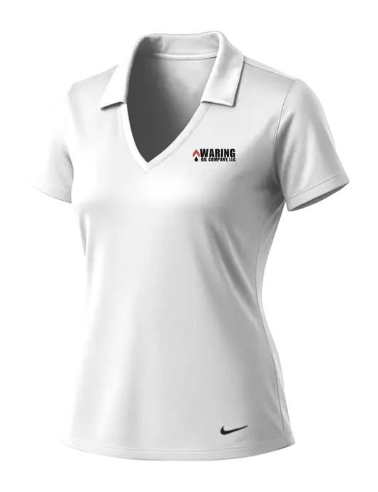 NIKE White Womens Dri-Fit Vertical Mesh Polo w/Waring Oil Logo