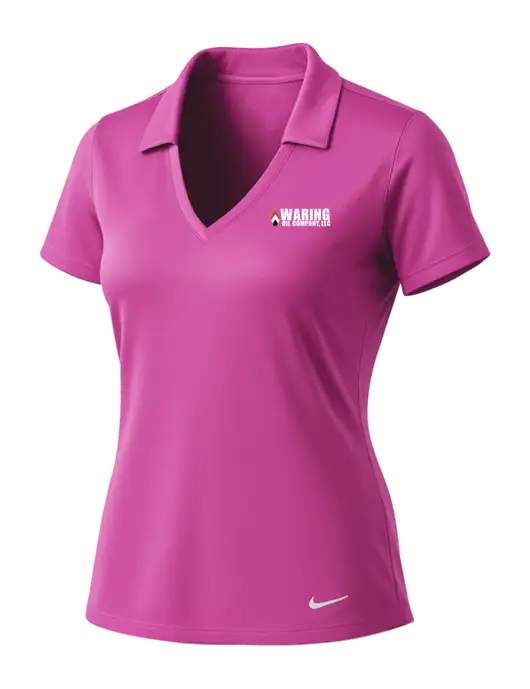 NIKE Pink Fire Womens Dri-Fit Vertical Mesh Polo w/Waring Oil Logo