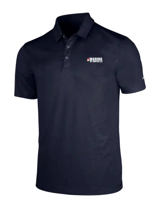 NIKE Dark Navy Dri-Fit Embossed Tri-Blade Polo w/Waring Oil Logo
