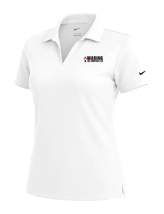 NIKE White Womens Dri-Fit Micro Pique Polo w/Waring Oil Logo