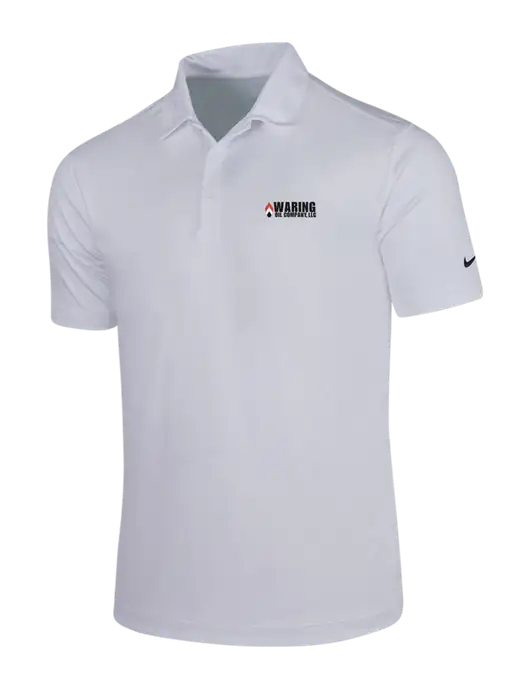 NIKE White Dri-Fit Vertical Mesh Polo w/Waring Oil Logo