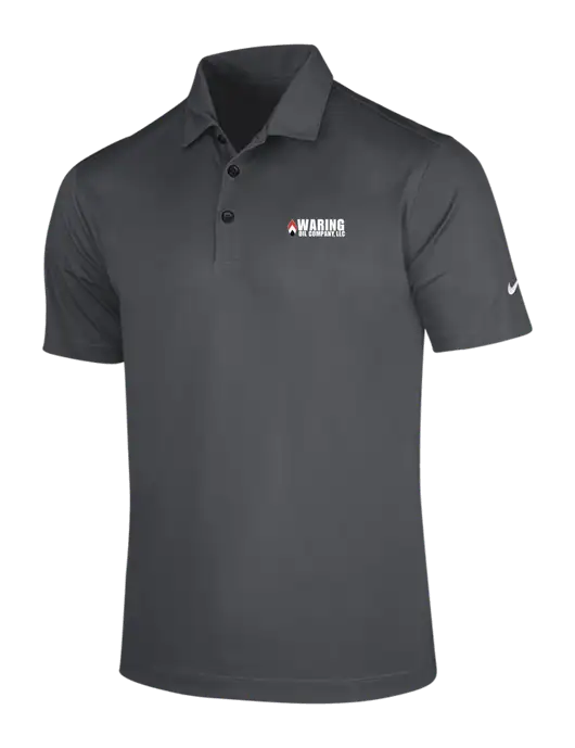 NIKE Dark Grey Dri-Fit Vertical Mesh Polo w/Waring Oil Logo