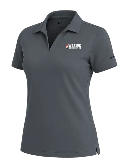 NIKE Dark Grey Womens Dri-Fit Micro Pique Polo w/Waring Oil Logo