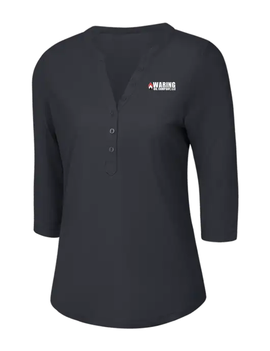 OGIO Charcoal Grey Jewel Henley w/Waring Oil Logo