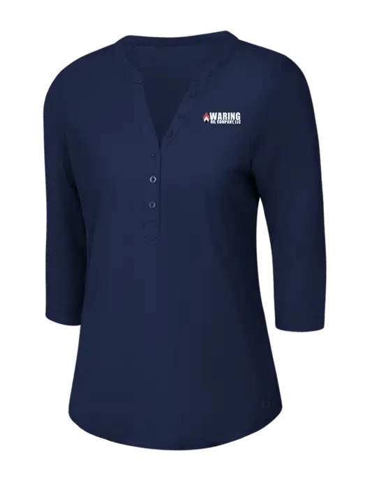 OGIO Navy Jewel Henley w/Waring Oil Logo