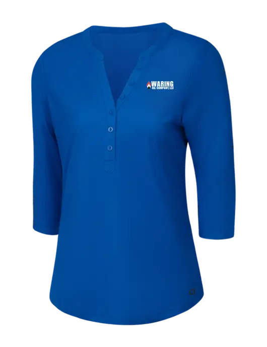 OGIO Royal Blue Jewel Henley w/Waring Oil Logo