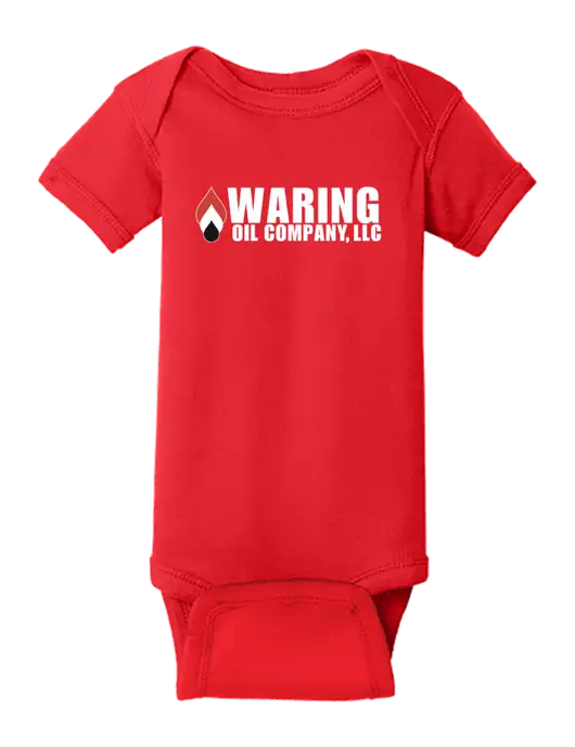 Rabbit Skins Red Infant Short Sleeve Baby Rib Bodysuit w/Waring Oil Logo
