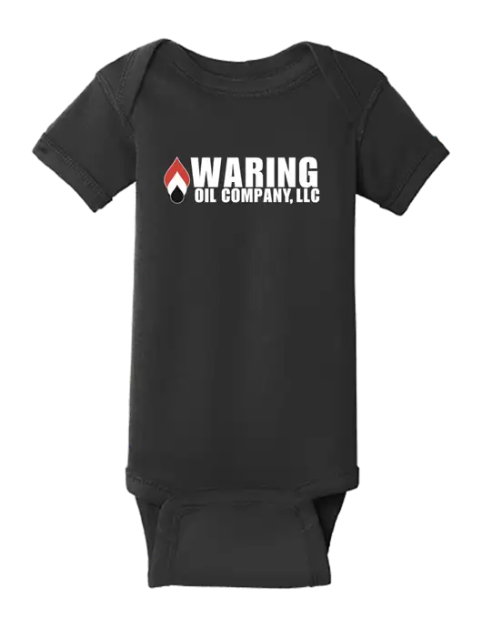 Rabbit Skins Black Infant Short Sleeve Baby Rib Bodysuit w/Waring Oil Logo