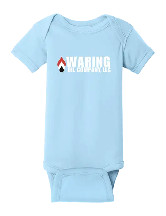 Rabbit Skins Light Blue Infant Short Sleeve Baby Rib Bodysuit w/Waring Oil Logo