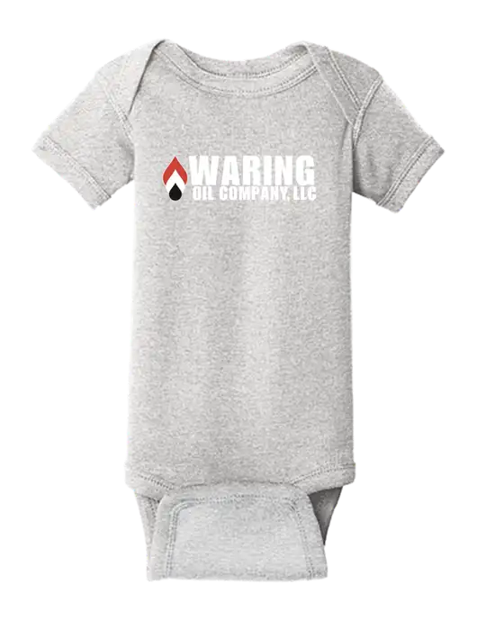 Rabbit Skins Light Grey Heather Infant Short Sleeve Baby Rib Bodysuit w/Waring Oil Logo