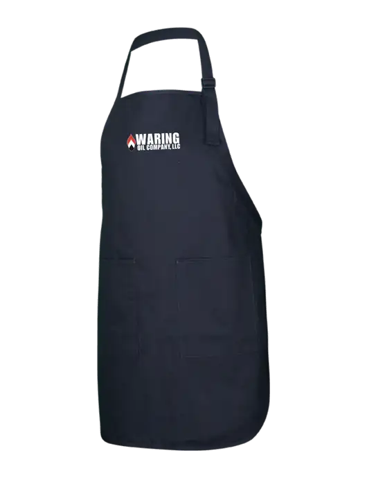 Full-Length Black Apron With Pockets w/Waring Oil Logo
