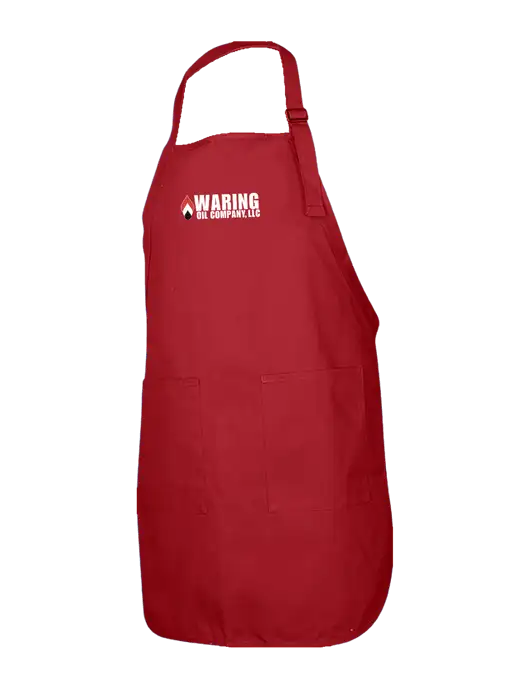 Full-Length Red Apron With Pockets w/Waring Oil Logo