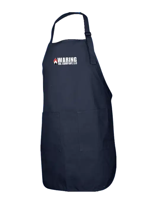 Full-Length Navy Apron With Pockets w/Waring Oil Logo