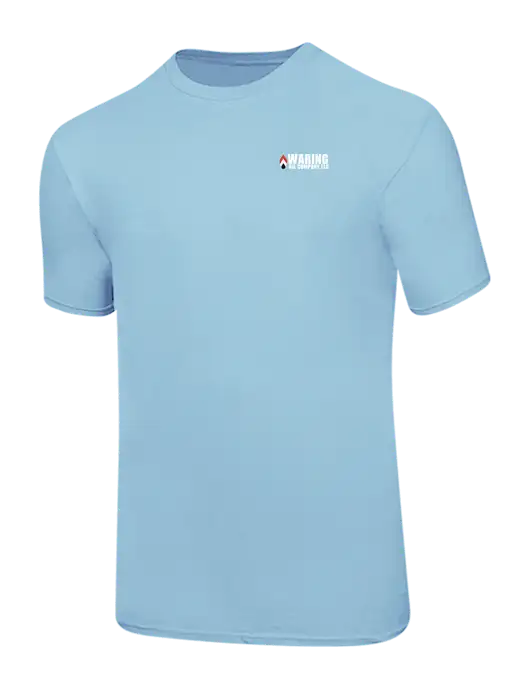Ring Spun Light Blue 4.5 oz T-Shirt w/Waring Oil Logo