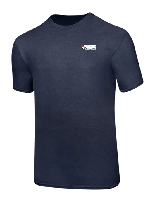 Ring Spun Heather Navy 4.5 oz T-Shirt w/Waring Oil Logo
