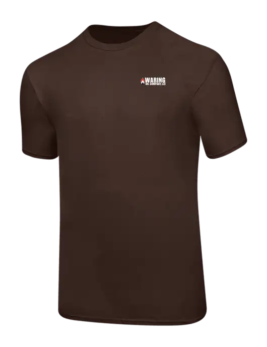Ring Spun Dark Brown 4.5 oz T-Shirt w/Waring Oil Logo