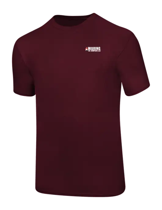 Ring Spun Maroon 4.5 oz T-Shirt w/Waring Oil Logo