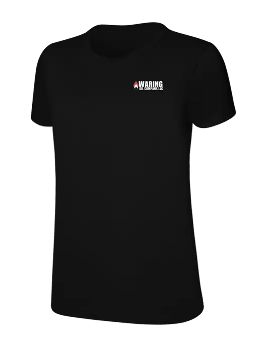 Womens Ring Spun Jet Black 4.5 oz T-Shirt w/Waring Oil Logo