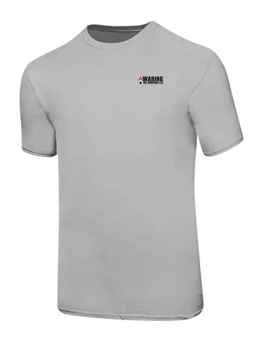 Ring Spun Silver 4.5 oz T-Shirt w/Waring Oil Logo