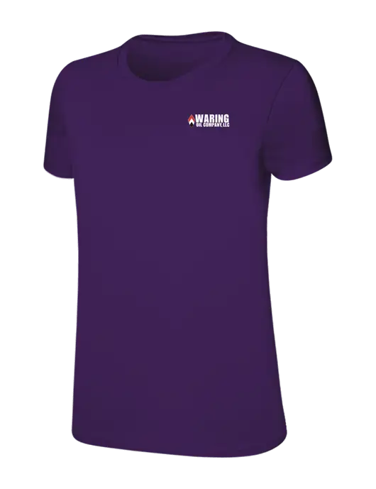 Womens Ring Spun Purple 4.5 oz T-Shirt w/Waring Oil Logo