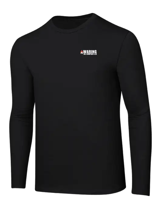 Ring Spun Jet Black 4.5 oz Long Sleeve T-Shirt w/Waring Oil Logo