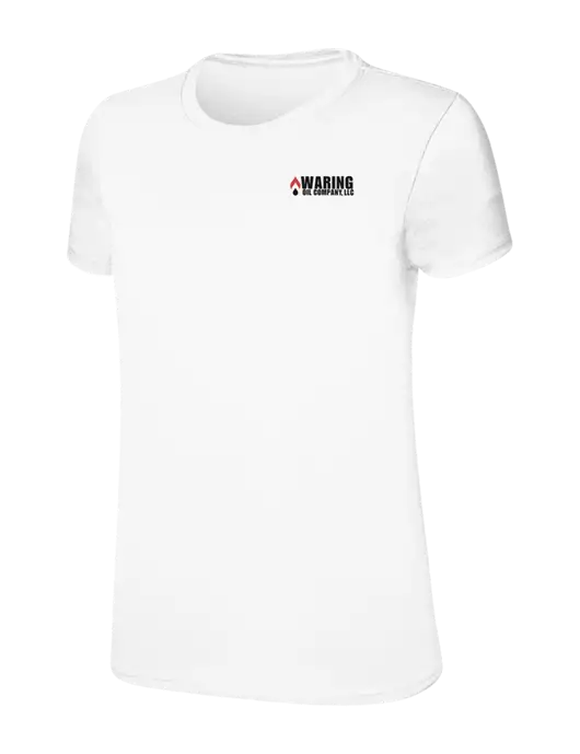 Womens Ring Spun White 4.5 oz T-Shirt w/Waring Oil Logo