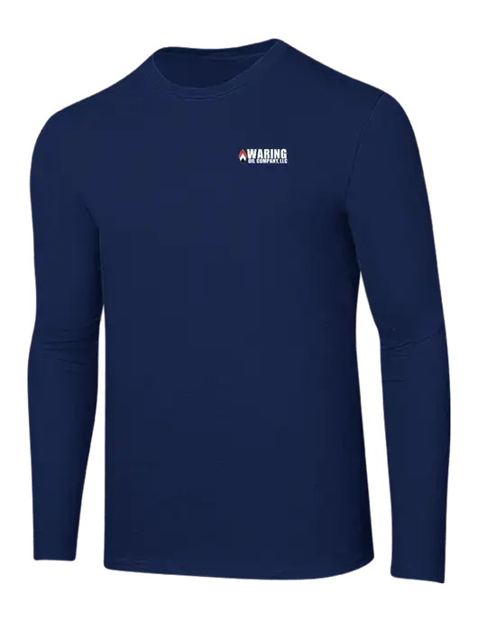 Ring Spun Navy 4.5 oz Long Sleeve T-Shirt w/Waring Oil Logo