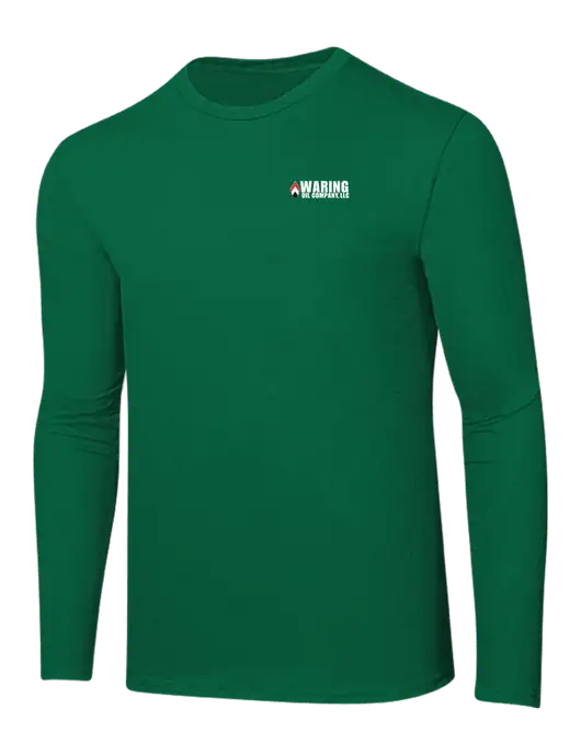Ring Spun Kelly Green 4.5 oz Long Sleeve T-Shirt w/Waring Oil Logo