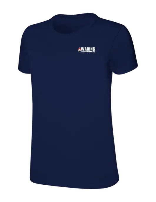 Womens Ring Spun Navy 4.5 oz T-Shirt w/Waring Oil Logo