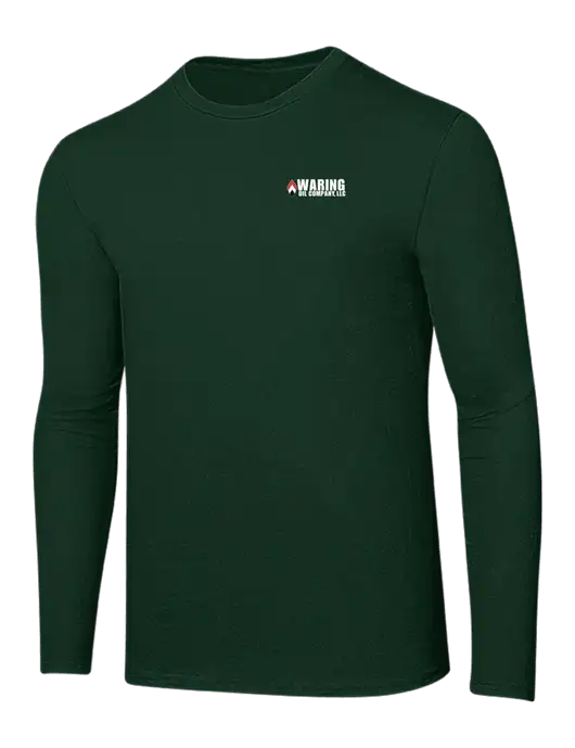Ring Spun Forest Green 4.5 oz Long Sleeve T-Shirt w/Waring Oil Logo