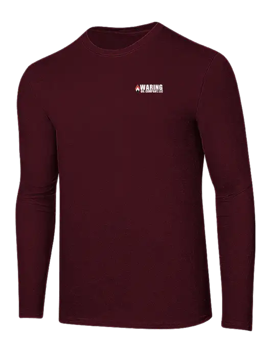 Ring Spun Maroon 4.5 oz Long Sleeve T-Shirt w/Waring Oil Logo