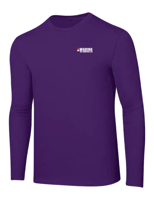 Ring Spun Purple 4.5 oz Long Sleeve T-Shirt w/Waring Oil Logo