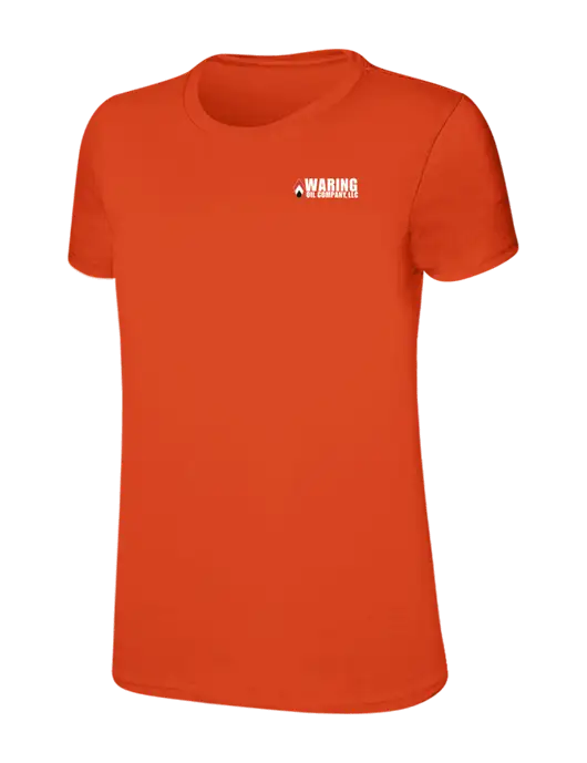 Womens Ring Spun Orange 4.5 oz T-Shirt w/Waring Oil Logo