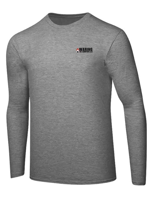Ring Spun Light Heather Grey 4.5 oz Long Sleeve T-Shirt w/Waring Oil Logo