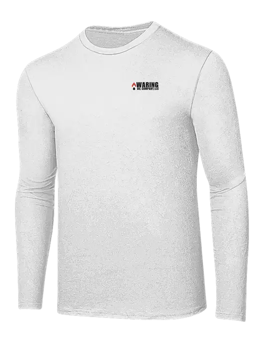 Ring Spun White 4.5 oz Long Sleeve T-Shirt w/Waring Oil Logo