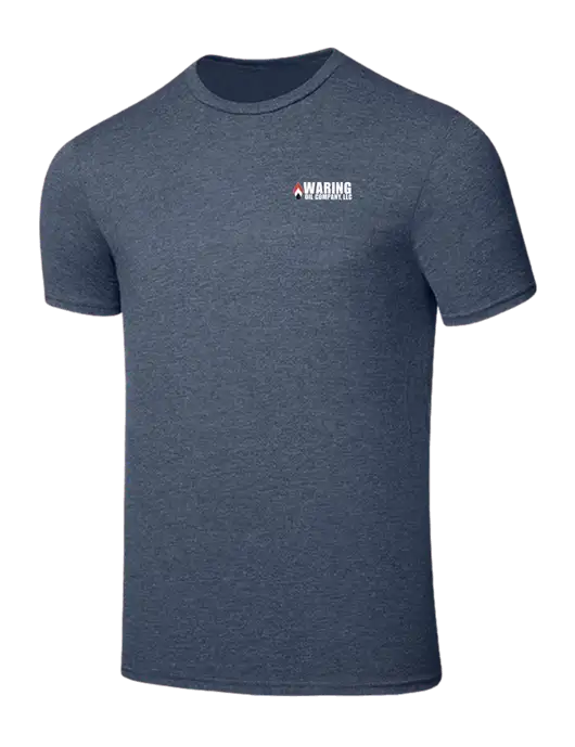 Seriously Soft Heathered Navy T-Shirt w/Waring Oil Logo