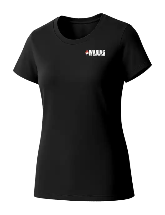 Womens Seriously Soft Black T-Shirt w/Waring Oil Logo